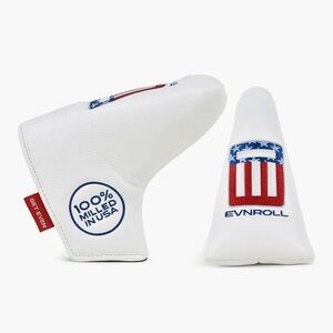Evnroll White Putter Headcover with USA Flag Design